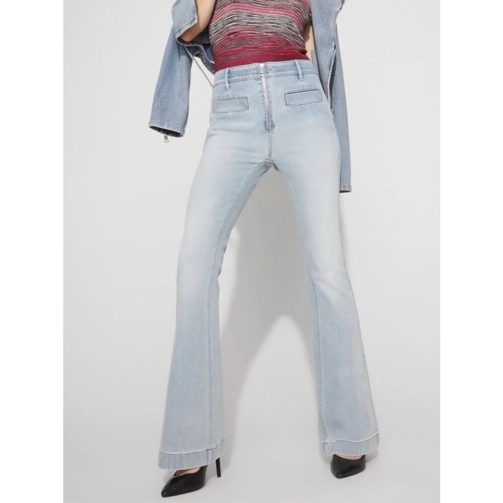 WHITE HOUSE BLACK MARKET NWT Extra High-Rise Pocket Flare Jean Light Blue 14